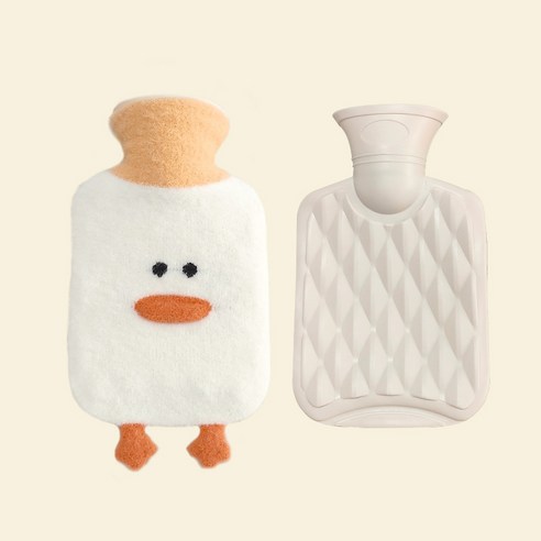 도림 멀뚱 오리 캐릭터 보온 물주머니 찜질팩 핫팩, 1개, 아이보리 500mL