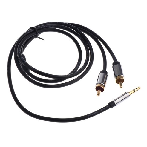3.5mm 스테레오 남성 2 RCA 듀얼 오디오 남성 어댑터 스피커 케이블 블랙, 1m, 설명