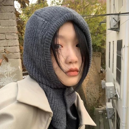 [Bahn 5컬러] 쥬디 똑딱이 바라클라바, 프리사이즈, 그레이