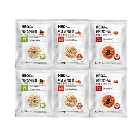 허닭 닭가슴살 곤약볶음밥 250g 3종(야채/새우/김치)혼합, 36개