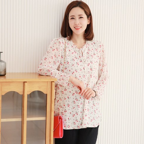 엄마옷 백합사 플로랄 프릴 쉬폰 블라우스[P201-362] 40대 50대 중년여성의류 여성용 마담 미시
