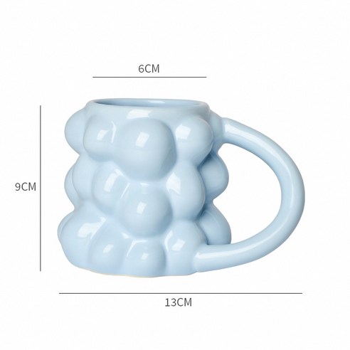 [다나에]세라믹 머그잔 홈 아침 우유 잔, 파란색, 301-400ml