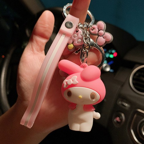 아이디어 귀여운 캐릭터 실리콘 고양이 피규어 열쇠고리 커플 자동차 열쇠고리 피규어 가방 액세서리 선물, 핑크