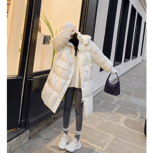 여성 면직물 재킷 디자인 틈새 새로운 한국어 스타일 느슨한 특대 중간 길이 패딩 코트 유행 코트