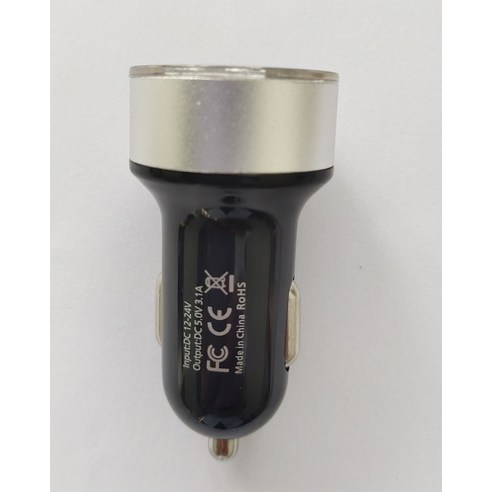 다기능 디스플레이 자동차 충전기 3.1A 듀얼 USB 스마트 폰 충전기 LED 조명, 전압 디스플레이 블랙 실버 OPP 가방