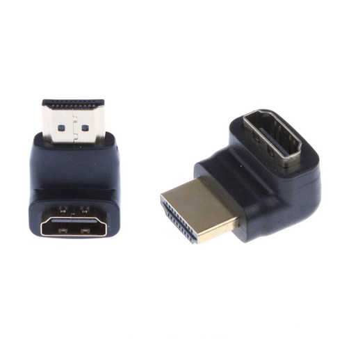 HD 어댑터 HDMI 팔꿈치 90도 + 270도 어댑터 남성 여성 직각, 블랙, 설명, 플라스틱