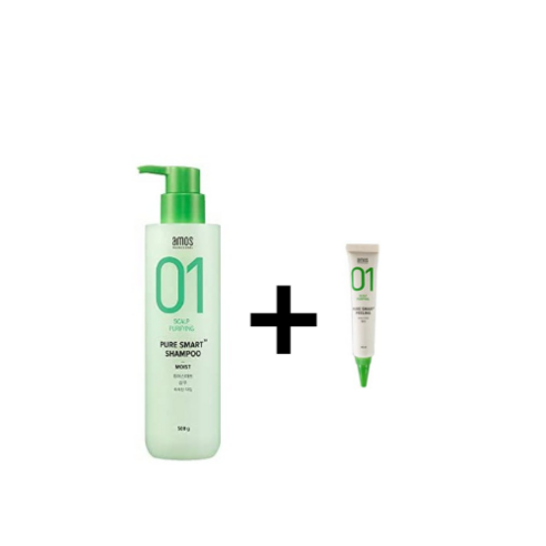 아모스 퓨어스마트 샴푸 모이스트 500ml + 퓨어 스마트 필링 20ml