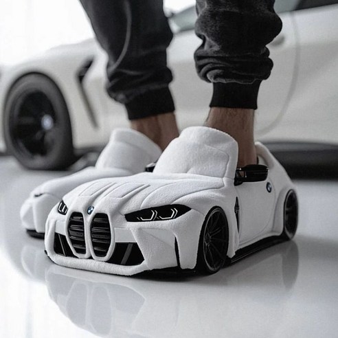 포르쉐 모양 슬리퍼 BMW 자동차 겨울 플러시 실내화 거실화, 화이트 BMW
