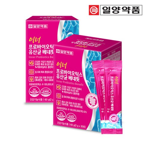 일양약품 이너 프로바이오틱스 여성 질유래유산균 베네핏 30p, 60g, 8개