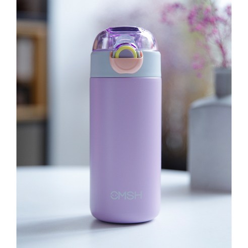 DFMEI 스테인레스 스틸 절연 물 컵 남녀 고가 휴대용 컵 빨대, DFMEI 보라, 340ml