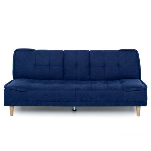 [NEW] 에보니아 씨어터 3인용 컵홀더쇼파베드 방수패브릭 쇼파침대 3인소파, 원목다리_다크블루