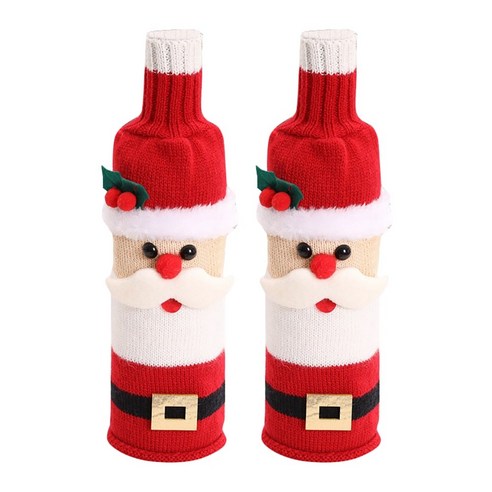 Monland 2 pcs 귀여운 크리스마스 와인 병 커버 휴일 파티에 대 한 니트 스웨터 테이블 홈 인테리어 a, 보여진 바와 같이
