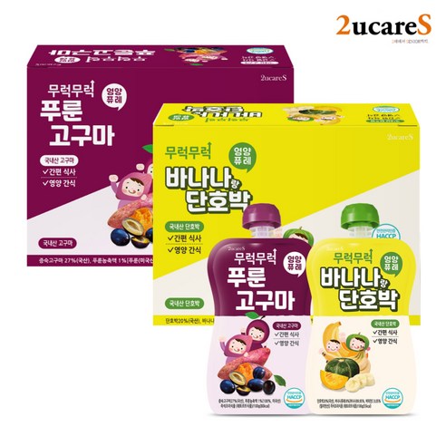 무럭무럭 과일퓨레 바나나단호박 푸룬고구마 2박스 (각 1박스), 14개