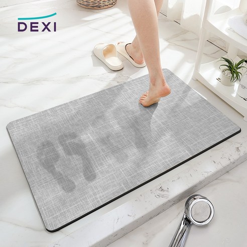 DEXI 1개 세트 빨아쓰는 규조토 발매트 모던 욕실 매트 대리석 화장실 미끄럼방지매트 예쁜 주방 잡화 폭신 물흡수 발판, Light Grey