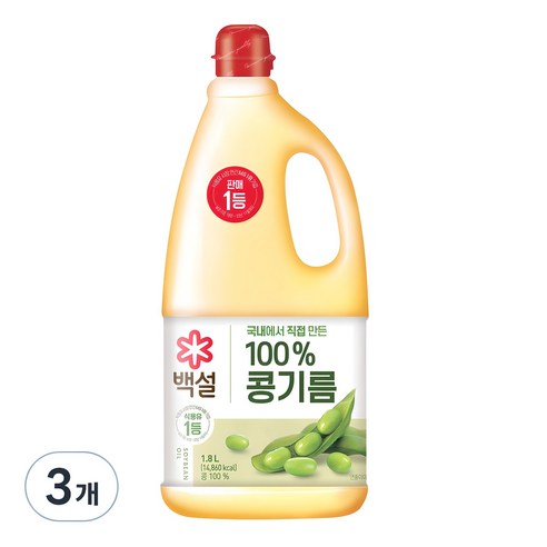 백설 콩기름, 1.8L, 3개