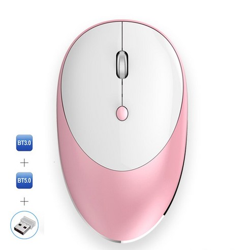 [시요] 3.0/5.0 블루투스 무선 충전식 무소음 마우스 블루투스 2.4GHz USB 마우스 노트북 pc용, pink, 하나