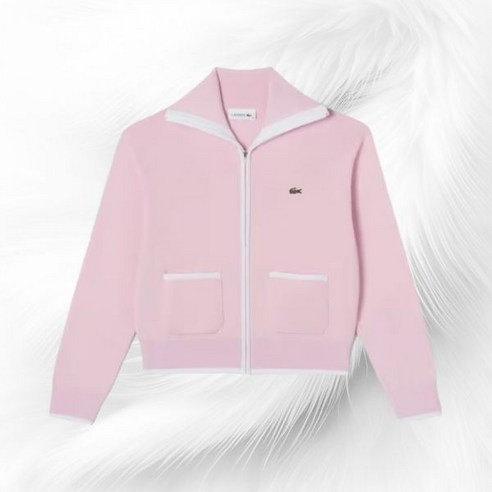 라코스테 LACOSTE 스포츠 브랜드관 여성 컬러티핑 윙카라 집업 가디건 AF504E-54G 369426