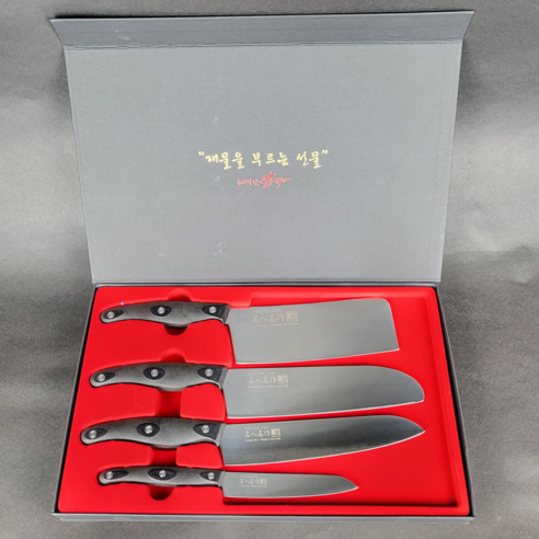 키치니스 수제 부엌 주방 칼세트, 4p(산토구식도+셰프식도+과도+중식도)