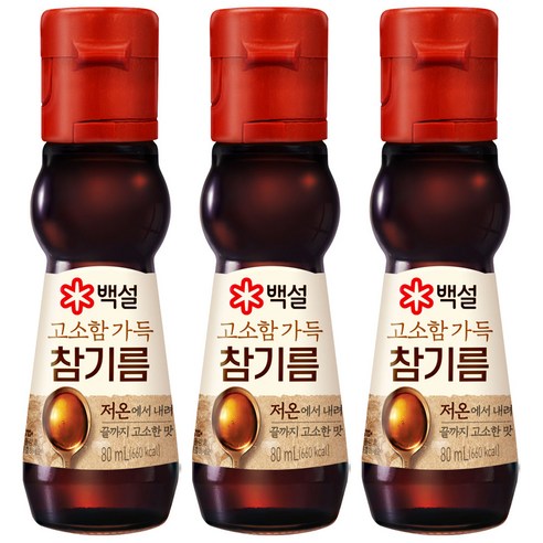 백설 고소함가득 참기름, 3개, 80ml