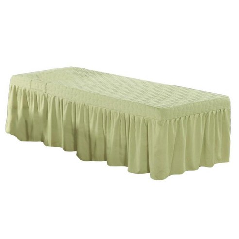 75x31 인치 극세사 아름다움 두껍게 하는 안마 테이블 치마 침대 덮개 단색, Green_1, 설명