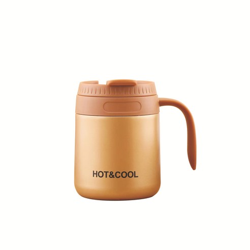 손잡이 커피 텀블러 사무실 커피잔 304 스테인리스강 머그컵 물컵 선물컵, 350ml 금색 누출 방지, 350ml