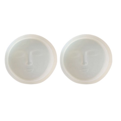 2x 캔들 몰드 인간의 얼굴 수지 장식품 몰드 비누 향이 나는 밀랍, 11.5x2.5cm, 하얀, 실리콘