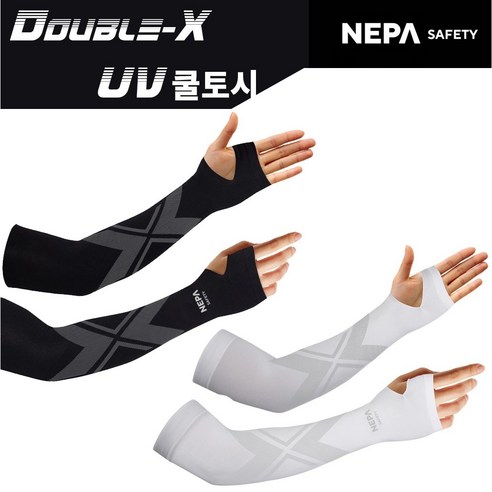 네파 NEPA 1+1 손등형 UV차단 팔토시 쿨토시 심리스 골프 자전거 낚시 등산 블랙 화이트, 블랙+화이트, 2개
