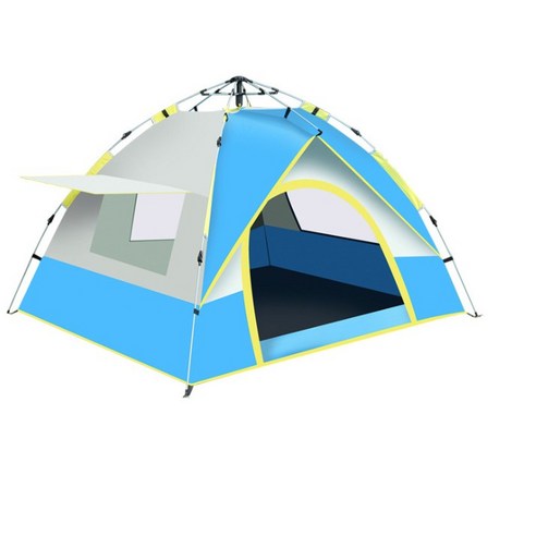 BANGJUE 원터치 사각 텐트 일체형 자동텐트 2-4인용 자외선차단/방충망/방수 캠핑 낚시 나들이 야외, 2인용, 블루