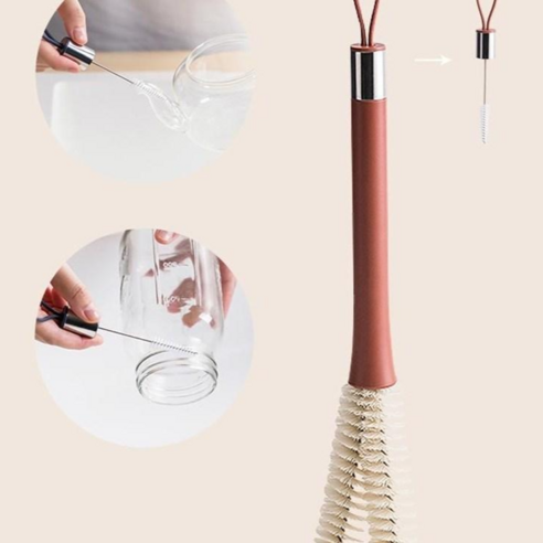 하스몰 프리미엄 빨대 틈새 컵 물병 텀블러 청소용 세척솔, 퍼피레드, 1개