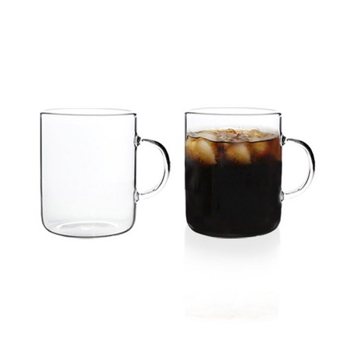Bestra 홈카페 내열유리 머그컵 430ml, 투명, 2개
