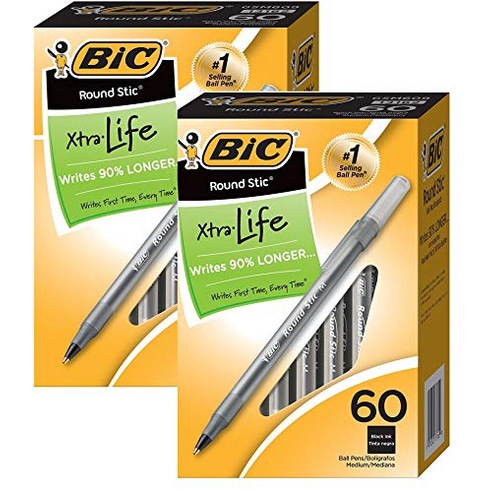 재팬나인 추천상품 BIC 라운드 스틱 엑스트라 밸브 스무스 라이팅 볼펜 미디엄 포인트(1.0mm) 블랙 – 60카운트 x 2팩 – 총 120펜 소개