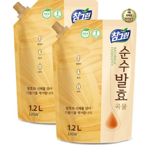 참그린 순수발효 곡물 주방세제, 1.2L, 2개