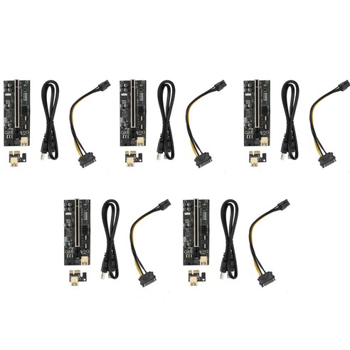 Retemporel VER010S USB3.0 PCI-E 라이저 VER010 PLUS Express 1X 4X 8X 16X익스텐더 Pcie 어댑터 카드 SATA 6Pin 파워 블랙(5Set), 1개