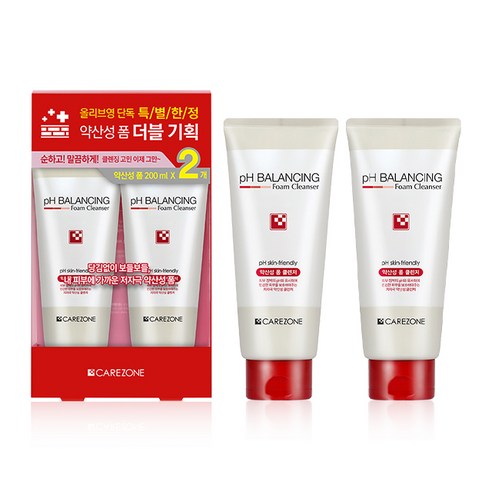 케어존 약산성 폼 클렌징 더블기획, 2개, 200ml