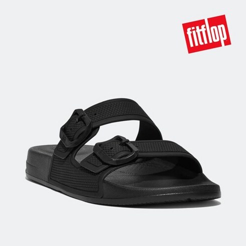 핏플랍 [공식] 아이쿠션 Two-Bar 버클 슬라이드 슬리퍼 BLACK