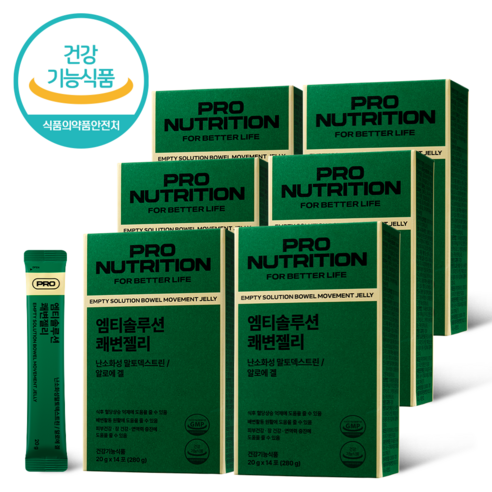 프로뉴트리션 엠티솔루션 쾌변젤리 난소화성말토덱스트린 알로에겔 사과맛, 6개, 14포