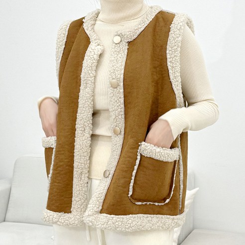 [OKㅣ강추] 라로사 여성 뽀글이 무스탕조끼 양털 후리스 베스트 [OKNOWㅣ추천상품]