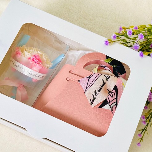 어버이날용돈박스 용돈가방 카네이션 선물세트 꽃상자 플라워 카네이션 선물박스, 핑크 (화이트카네이션)