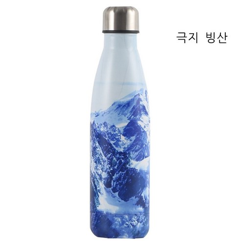 304 스테인리스강 보온컵 운동 주전자 콜라병 야외 보온병 글씨 새김, 500ml, 극지빙산