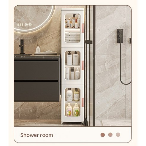 360도 회전 타워형 틈새 리빙박스 적층형 폴딩 수납장 이동식 정리함