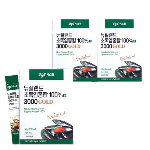 씨스팡 뉴질랜드 초록입홍합 100%환 3000GOLD, 3g, 90포