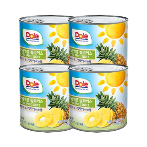 동원에프엔비 파인애플 슬라이스 통조림, 439g, 4개