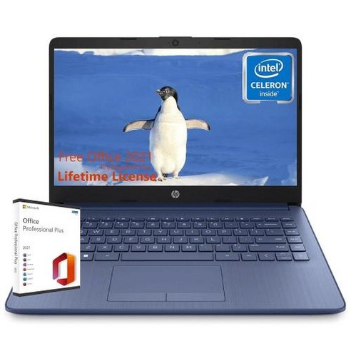 HP Thin Everyday 노트북 컴퓨터 마이크로소프트 오피스 평생 라이선스 8GB RAM 320GB 스토리지64G eMMC256G U드라이브 인텔 쿼드 코어 CPU 14인치, 1) Royal Blue  8GB