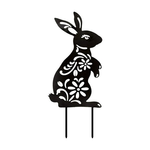 부활절 토끼 실루엣 정원 조각 정원 말뚝 동물 모양 장식 잔디 장식품, 검은 색, 아크릴
