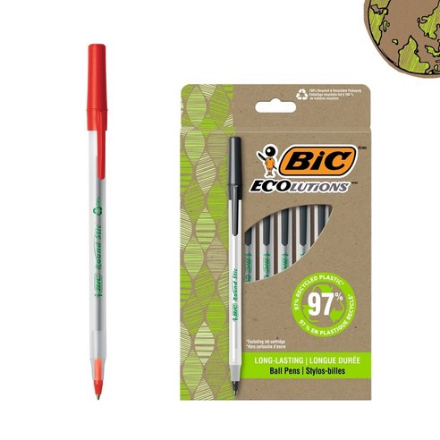 BIC 볼펜 라운드스틱 1.0mm 에콜루션 빅펜 12P, 50개, 블루 호보니치