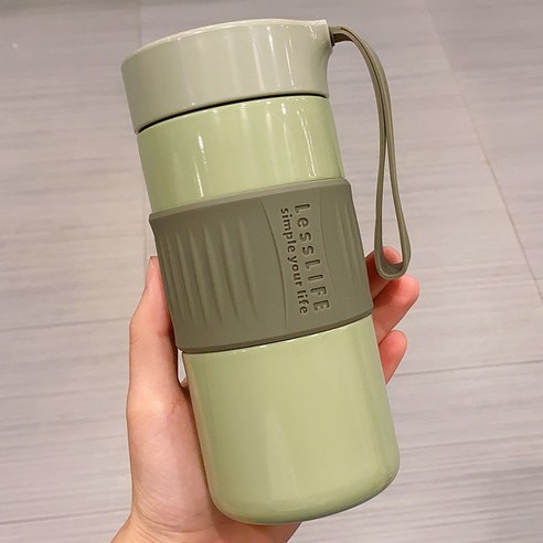 커피 동행 컵 귀여운 일본 스타일 보온병 Ins 간단한 고등학생 여성 고가 차 컵, 녹색 400Ml (차 필터), 단일 컵