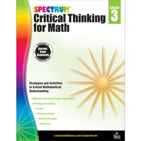 (영문도서) Spectrum Critical Thinking for Math Grade 3 Paperback