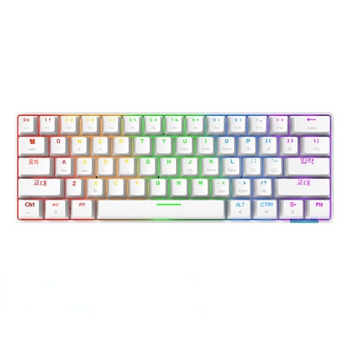 YJQ AJAZZ STK61 푸딩 키 캡 61 키 무선 기계 키보드 RGB 휴대용 듀얼 모드 블루투스 게임 키보드 노트북 PC 용, White, 브라운 스위치, 브라운 스위치