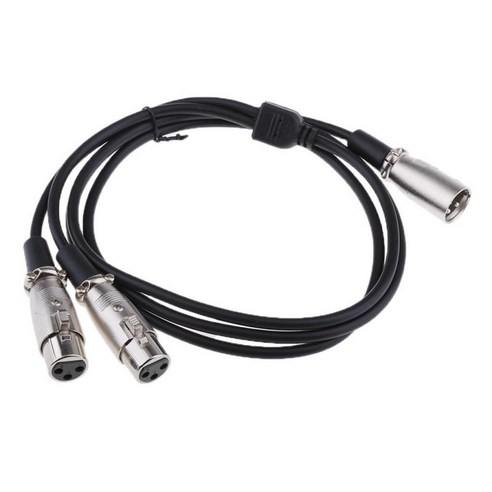 3Pin XLR Male-암컷 Y 스플리터 케이블 오디오 마이크 어댑터 코드 리드, 블랙, 1500x18x18mm, 플라스틱 금속