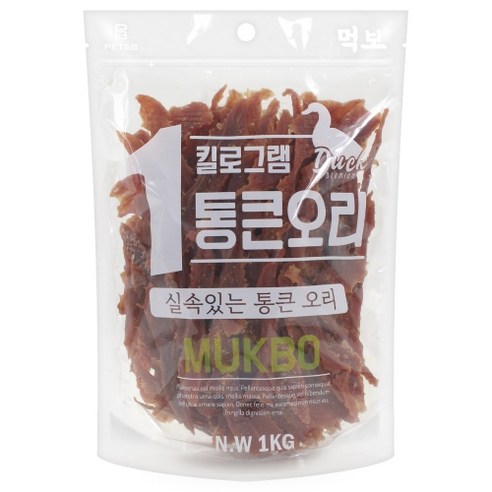 먹보 강아지 대용량 실속 상품 치킨 오리 육포 간식, 2개, 1kg, 오리 사사미